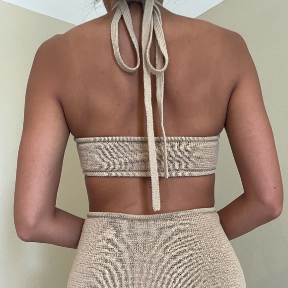 ❌SOLD❌Cult Gaia Cameron Knit Cutout Dress Tan Camel XS - Picture 15 of 16